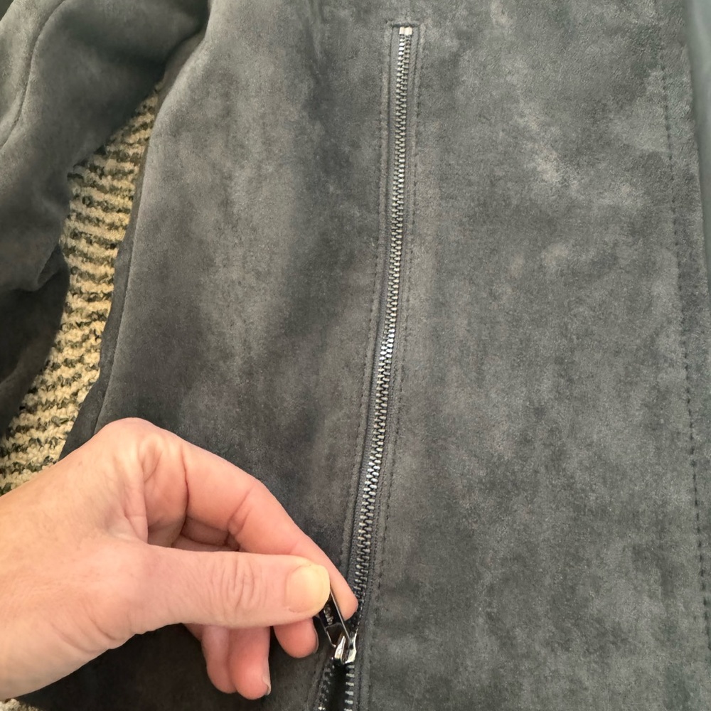 Calvin Klein Charcoal Grey Suede Blazer Size 2 - Picture 6 of 10